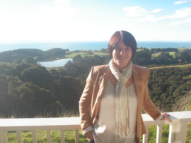 Kay at the lodge suite, Cape Kidnappers