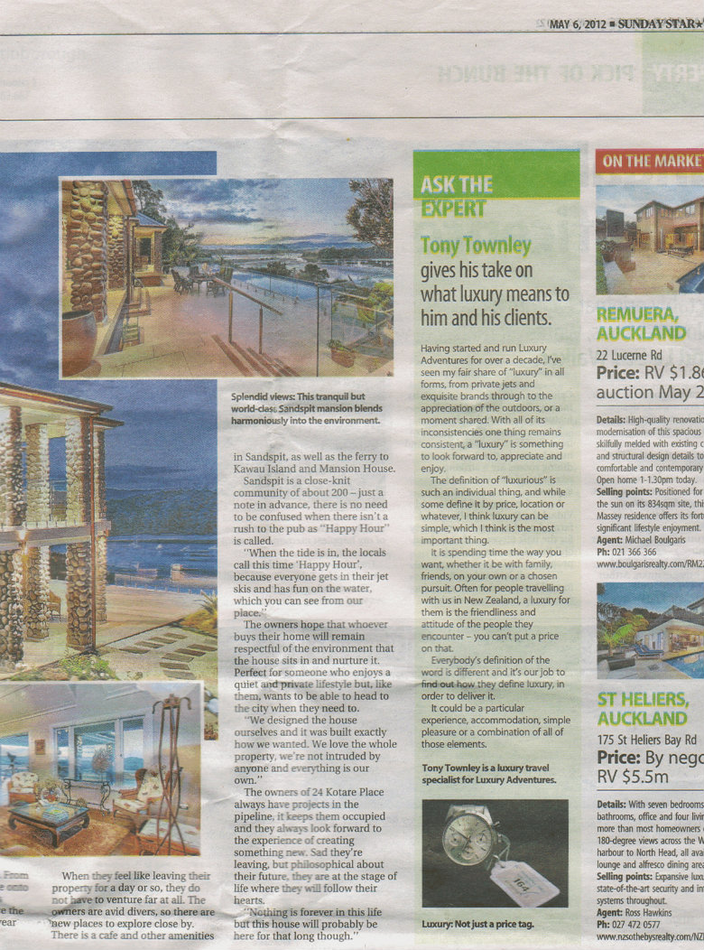 Ask the Expert Sunday Star Times 6th May 2012