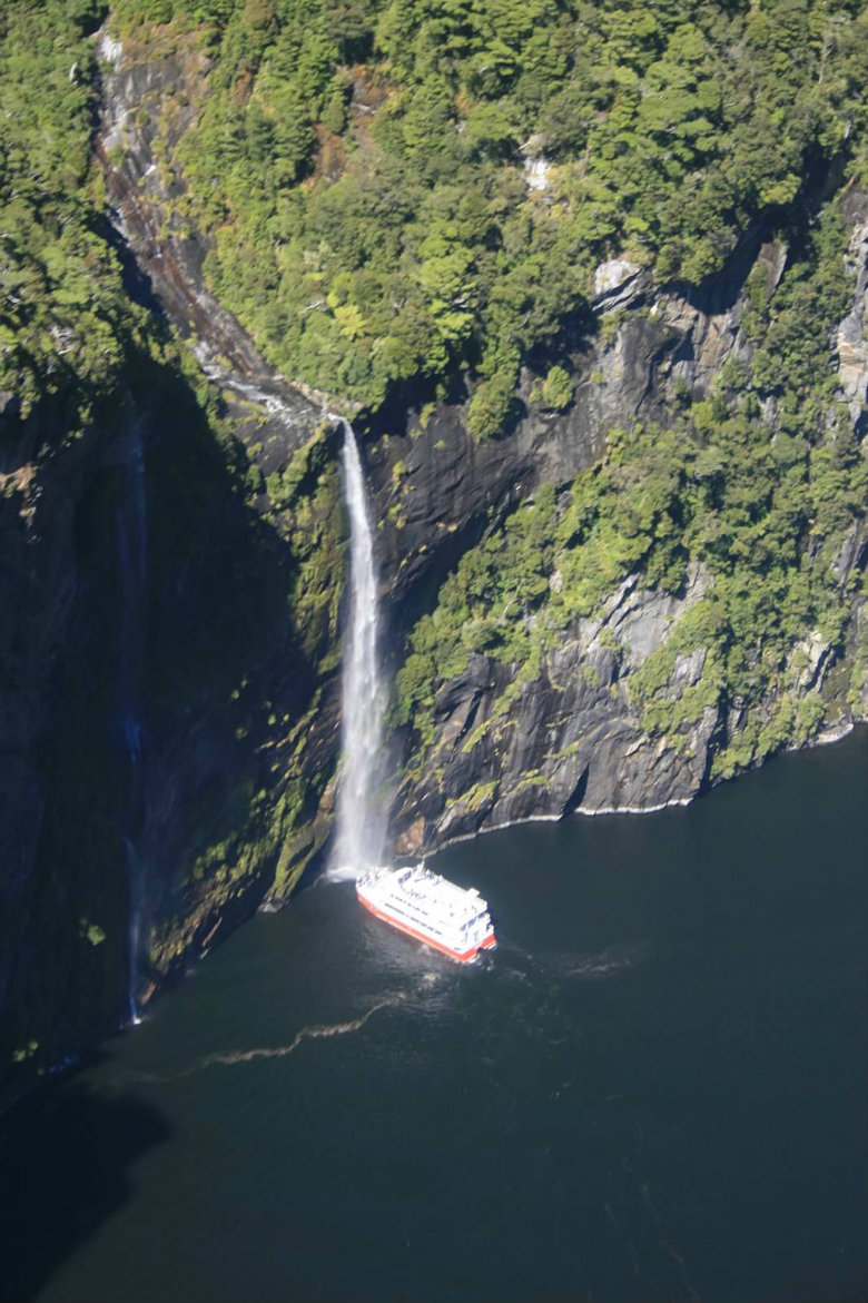 Bowen Falls Milford Sound, from helicopter