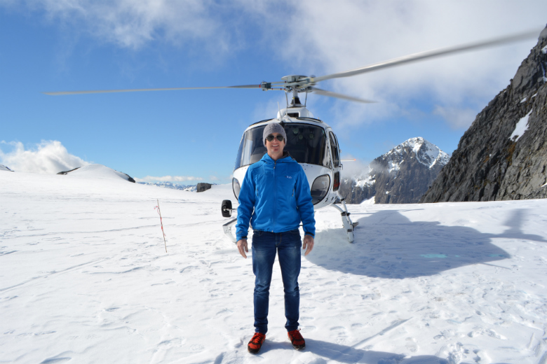 Helicopter Glacier Landing at Mt Tutoko on route to Milford Sound