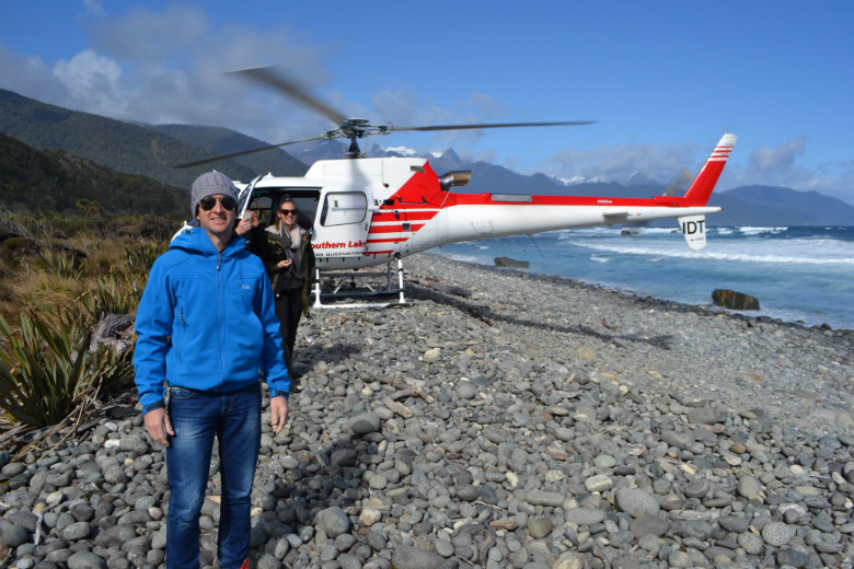 West coast beach landing near Milford Sound