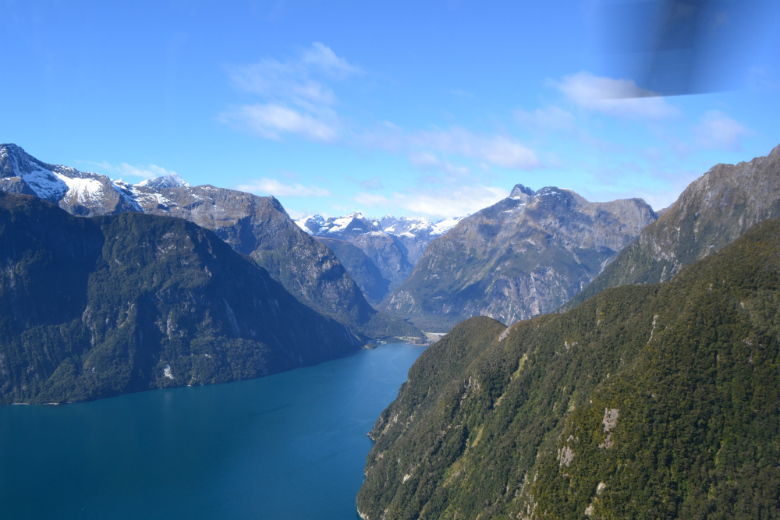 Entrance to Milford Sound from helicopter