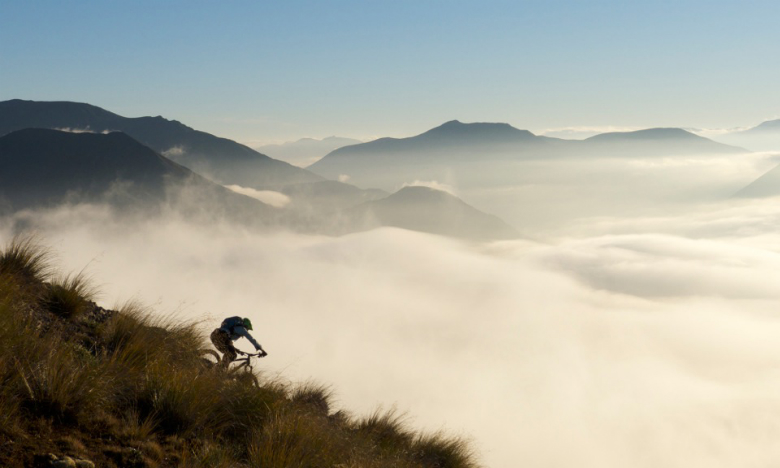 Mountain Biker descending South Island