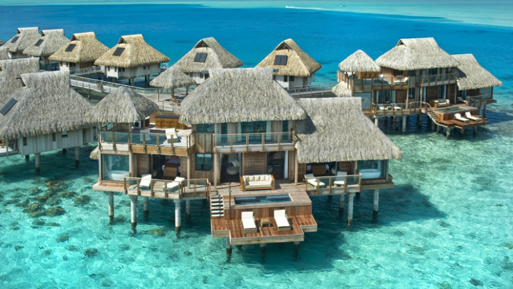 Typical overwater Bungalows in Tahiti