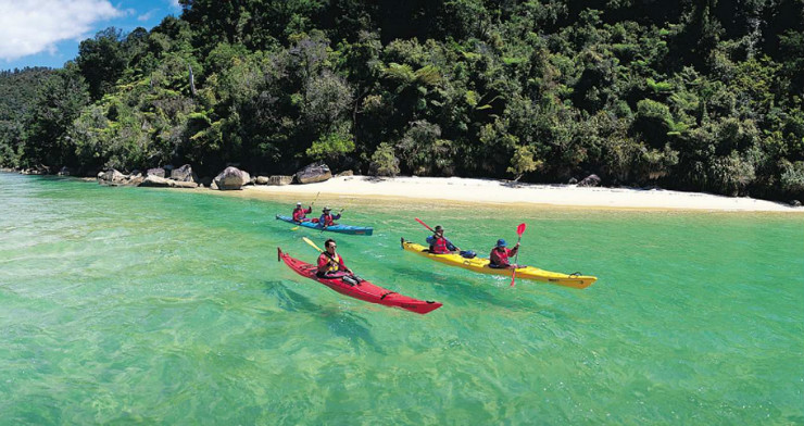 Kayaking clear waters in the north of the South Island