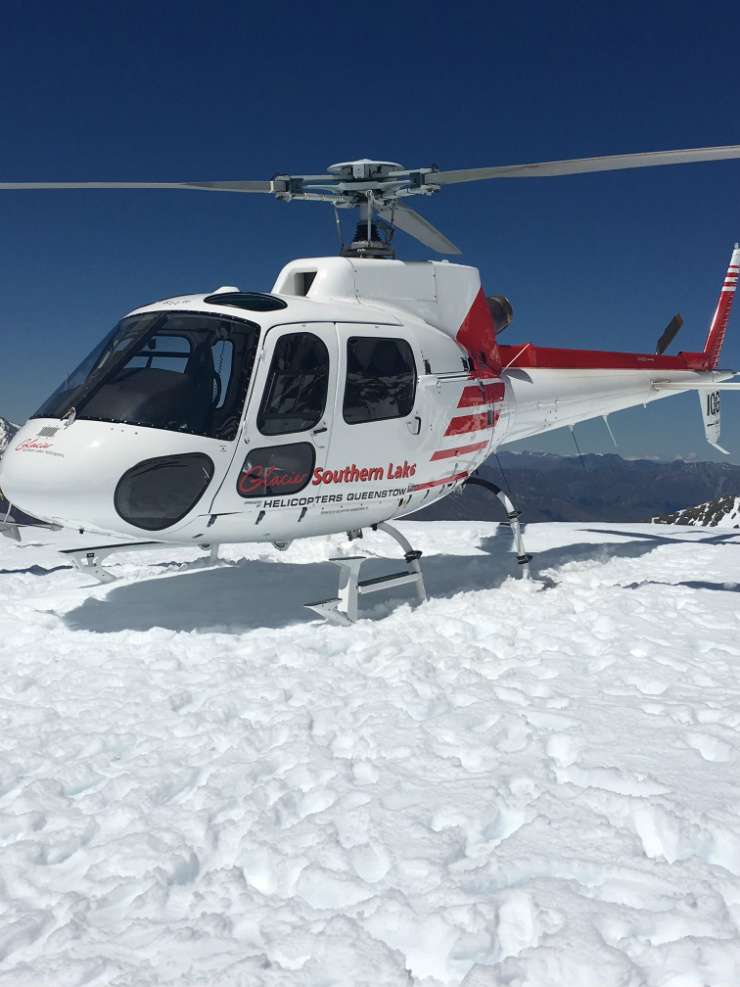 Landing almost 9,500 ft above sea level on Mt Tutoko glacier