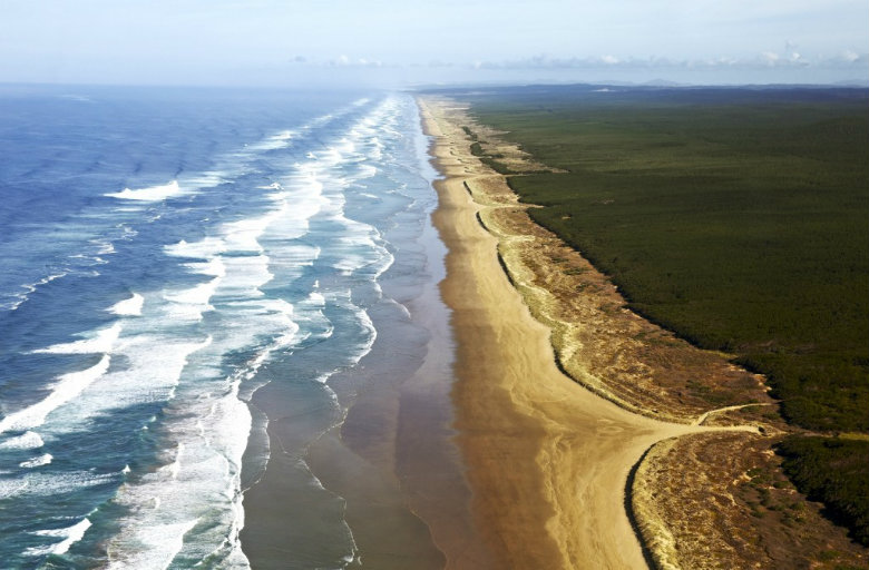 The seemingly endless sands of 90 mile beach near Cape Reinga in Northland