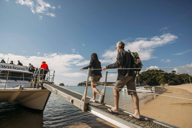 Boarding a water taxi to explore the Nelson & Abel Tasman region.