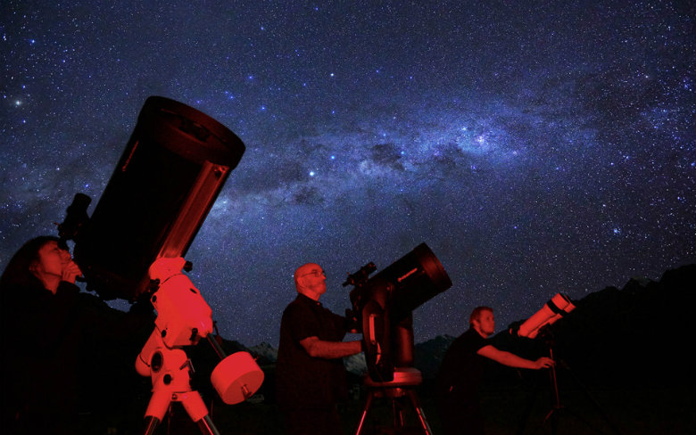 Viewing the black night sky at Dark Sky Project, Takapo (Lake Tekapo) in Canterbury