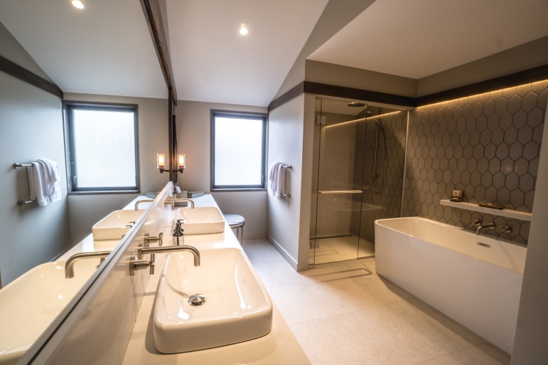 The newly completed bathrooms in each villa
